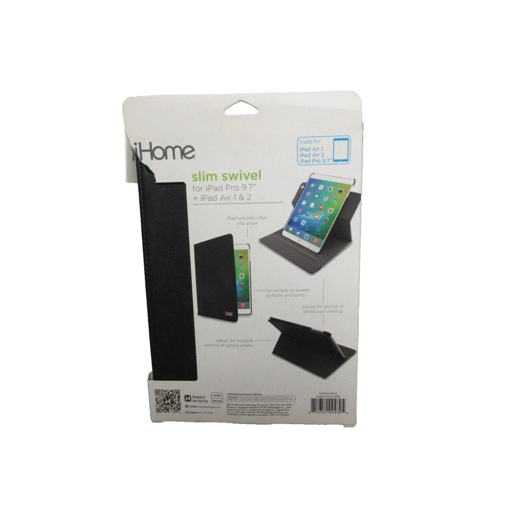iHome Slim Swivel for iPad Air & Air 2 -Black Portrait or landscape viewing angl